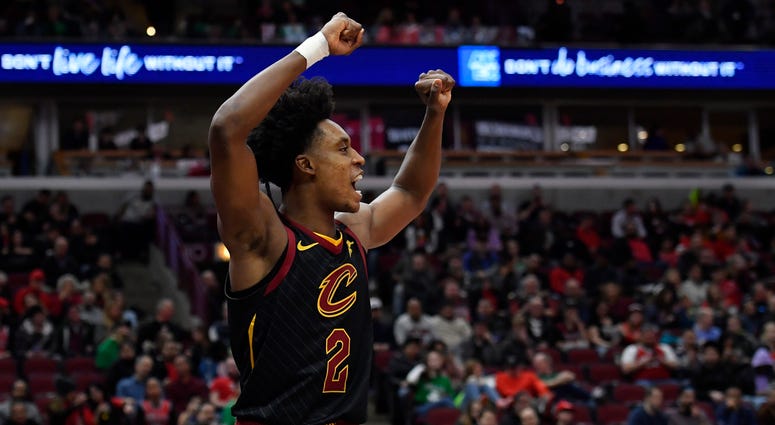 Cleveland Cavaliers guard Collin Sexton (2) reacts in the second half against the Chicago Bulls at United Center. Cleveland Cavaliers guard Collin Sexton (2) reacts in the second half against the Chicago Bulls at United Center.