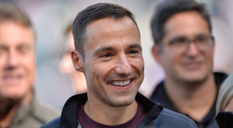 Oct 4, 2015; Cleveland, OH, USA; Cleveland Indians general manager Chris Antonetti stands on the field prior to a game between the Cleveland Indians and the Boston Red Sox at Progressive Field. Cleveland won 3-1. Mandatory Credit: David Richard-USA TODAY Oct 4, 2015; Cleveland, OH, USA; Cleveland Indians general manager Chris Antonetti stands on the field prior to a game between the Cleveland Indians and the Boston Red Sox at Progressive Field. Cleveland won 3-1. Mandatory Credit: David Richard-USA TODAY