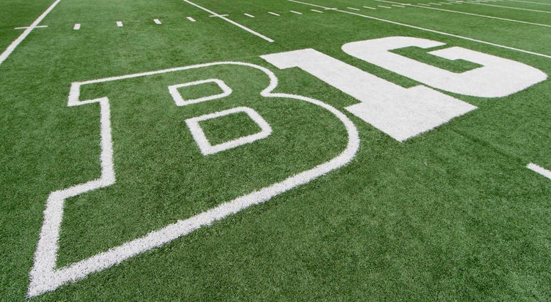 Oct 15, 2016; Madison, WI, USA; Big 10 logo on the field of Camp Randall Stadium prior to the game between the Ohio State Buckeyes and Wisconsin Badgers. Mandatory Credit: Jeff Hanisch-USA TODAY Sports