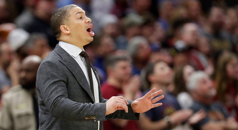 Cleveland Cavaliers head coach Tyronn Lue yells instructions to players in the second half of an NBA basketball game against the Washington Wizards, Thursday, April 5, 2018, in Cleveland. (AP Photo/Tony Dejak) Cleveland Cavaliers head coach Tyronn Lue yells instructions to players in the second half of an NBA basketball game against the Washington Wizards, Thursday, April 5, 2018, in Cleveland. (AP Photo/Tony Dejak)