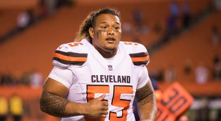 Aug 10, 2017; Cleveland, OH, USA; Cleveland Browns nose tackle Danny Shelton (55) after the game against the New Orleans Saints at FirstEnergy Stadium. Mandatory Credit: Scott R. Galvin-USA TODAY Sports Aug 10, 2017; Cleveland, OH, USA; Cleveland Browns nose tackle Danny Shelton (55) after the game against the New Orleans Saints at FirstEnergy Stadium. Mandatory Credit: Scott R. Galvin-USA TODAY Sports