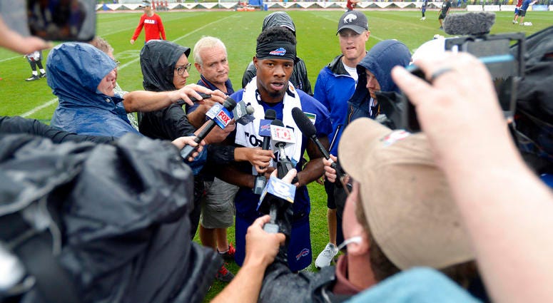 Buffalo Bills wide receiver Corey Coleman talks to the media after his first practice at the NFL football team's training camp in Pittsford, N.Y. Bills newly acquired receiver Corey Coleman can't escape the reminders of Cleveland no matter how hard he's Buffalo Bills wide receiver Corey Coleman talks to the media after his first practice at the NFL football team's training camp in Pittsford, N.Y. Bills newly acquired receiver Corey Coleman can't escape the reminders of Cleveland no matter how hard he's