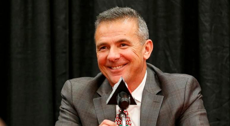 Ohio State NCAA college football head coach Urban Meyer answers questions during a news conference announcing his retirement Tuesday, Dec. 4, 2018, in Columbus, Ohio. Ohio State NCAA college football head coach Urban Meyer answers questions during a news conference announcing his retirement Tuesday, Dec. 4, 2018, in Columbus, Ohio.