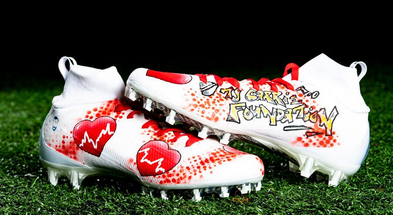 T.J. Carrie Foundation; Heart disease cleats T.J. Carrie Foundation; Heart disease cleats