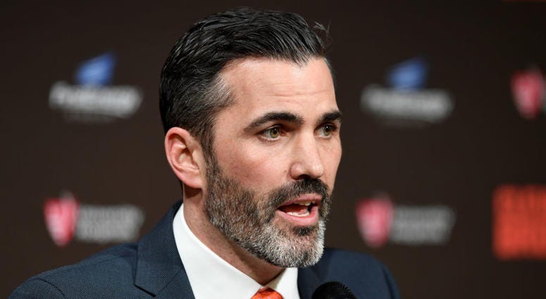 CLEVELAND, OHIO - JANUARY 14: Kevin Stefanski talks to the media after being introduced as the Cleveland Browns new head coach on January 14, 2020 in Cleveland, Ohio. (Photo by Jason Miller/Getty Images)