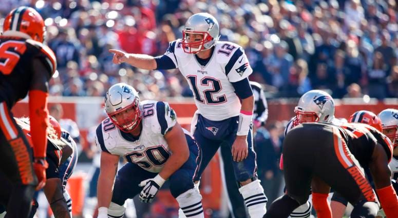CLEVELAND, OH - OCTOBER 09: Tom Brady #12 of the New England Patriots directs the offense in the fourth quarter of the game against the Cleveland Browns at FirstEnergy Stadium on October 9, 2016 in Cleveland, Ohio. (Photo by Joe Robbins/Getty Images) CLEVELAND, OH - OCTOBER 09: Tom Brady #12 of the New England Patriots directs the offense in the fourth quarter of the game against the Cleveland Browns at FirstEnergy Stadium on October 9, 2016 in Cleveland, Ohio. (Photo by Joe Robbins/Getty Images)
