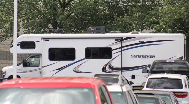 An RV used by Browns quarterbacks during training camp is parked in the player's lot in Berea An RV used by Browns quarterbacks during training camp is parked in the player's lot in Berea