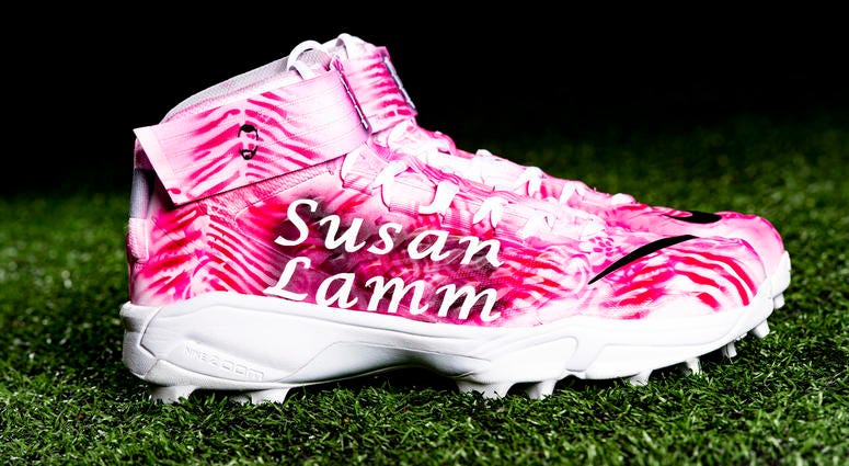 Kendall Lamm American Cancer Society; Breast cancer cleats Kendall Lamm American Cancer Society; Breast cancer cleats
