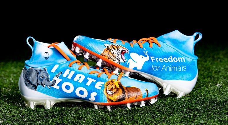 Damion Ratley Freedom for Animals cleats Damion Ratley Freedom for Animals cleats