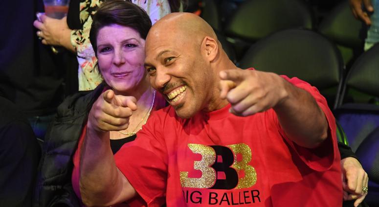 LaVar Ball (right) poses for cameras with his wife Tina (left) before game involving their son Los Angeles Lakers guard Lonzo Ball (not pictured) against the Golden State Warriors at Staples Center. LaVar Ball (right) poses for cameras with his wife Tina (left) before game involving their son Los Angeles Lakers guard Lonzo Ball (not pictured) against the Golden State Warriors at Staples Center.