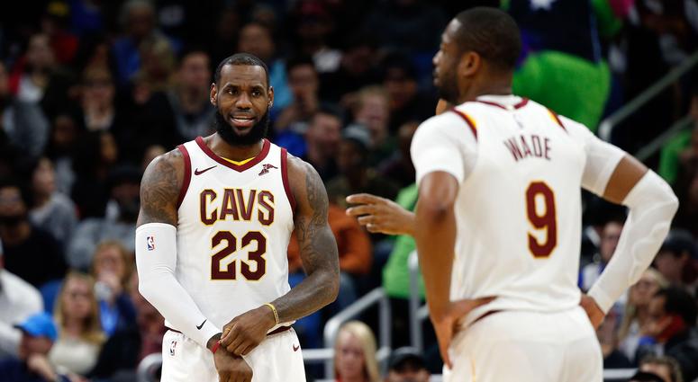 Jan 6, 2018; Orlando, FL, USA; Cleveland Cavaliers forward LeBron James (23) and Cleveland Cavaliers guard Dwyane Wade (9) during the second quarter at Amway Center. Mandatory Credit: Kim Klement-USA TODAY Sports Jan 6, 2018; Orlando, FL, USA; Cleveland Cavaliers forward LeBron James (23) and Cleveland Cavaliers guard Dwyane Wade (9) during the second quarter at Amway Center. Mandatory Credit: Kim Klement-USA TODAY Sports