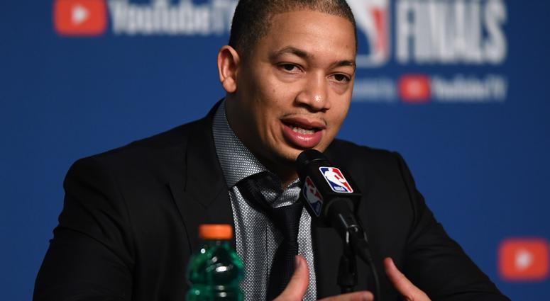 Cleveland Cavaliers head coach Tyronn Lue speaks to the media after game four of the 2018 NBA Finals against the Golden State Warriors at Quicken Loans Arena. Cleveland Cavaliers head coach Tyronn Lue speaks to the media after game four of the 2018 NBA Finals against the Golden State Warriors at Quicken Loans Arena.