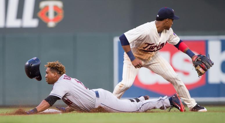 Cleveland Indians third baseman Jose Ramirez (11) doubles in the third inning against Minnesota Twins at Target Field. Cleveland Indians third baseman Jose Ramirez (11) doubles in the third inning against Minnesota Twins at Target Field.