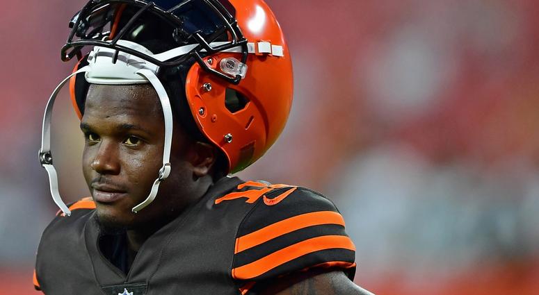Sep 20, 2018; Cleveland, OH, USA; Cleveland Browns wide receiver Antonio Callaway (11) smiles before the game against the New York Jets at FirstEnergy Stadium
