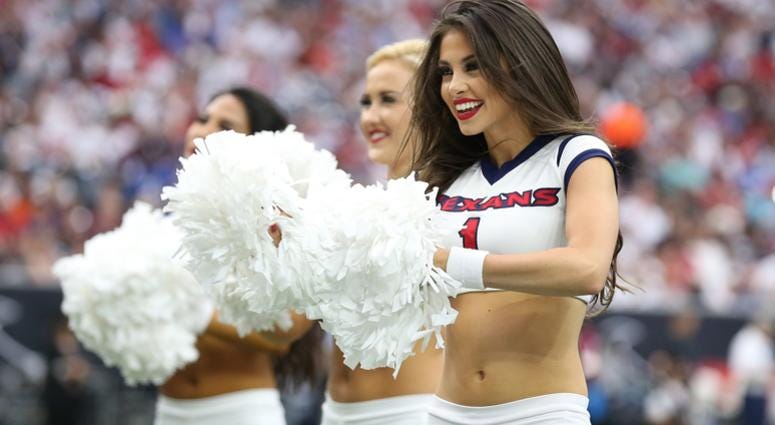 Sep 23, 2018; Houston, TX, USA; Houston Texans cheerleader performs during a timeout from the game against the New York Giants at NRG Stadium. Mandatory Credit: Matthew Emmons-USA TODAY Sports Sep 23, 2018; Houston, TX, USA; Houston Texans cheerleader performs during a timeout from the game against the New York Giants at NRG Stadium. Mandatory Credit: Matthew Emmons-USA TODAY Sports