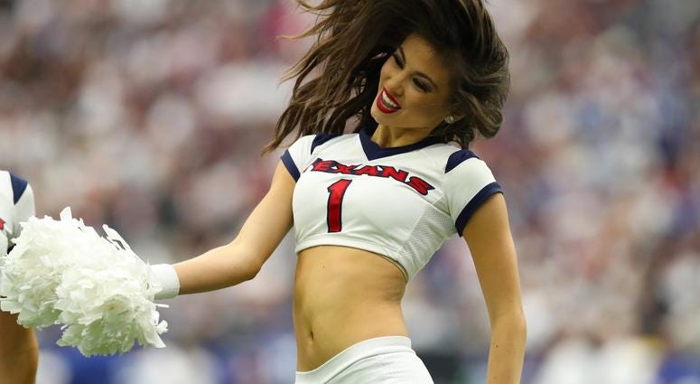 Sep 23, 2018; Houston, TX, USA; Houston Texans cheerleader performs during a timeout from the game against the New York Giants at NRG Stadium. Mandatory Credit: Matthew Emmons-USA TODAY Sports Sep 23, 2018; Houston, TX, USA; Houston Texans cheerleader performs during a timeout from the game against the New York Giants at NRG Stadium. Mandatory Credit: Matthew Emmons-USA TODAY Sports