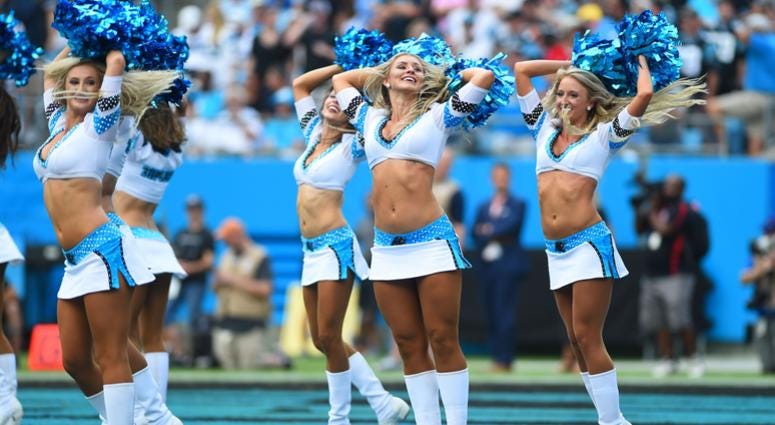 Sep 23, 2018; Charlotte, NC, USA; Carolina Panthers cheerleaders perform in the fourth quarter at Bank of America Stadium. Mandatory Credit: Bob Donnan-USA TODAY Sports Sep 23, 2018; Charlotte, NC, USA; Carolina Panthers cheerleaders perform in the fourth quarter at Bank of America Stadium. Mandatory Credit: Bob Donnan-USA TODAY Sports