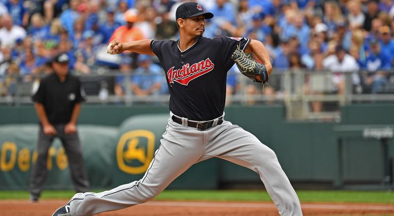 Cleveland Indians starting pitcher Carlos Carrasco (59) delivers a pitch during the first inning against the Kansas City Royals at Kauffman Stadium. Carlos Carrasco Cleveland Indians
