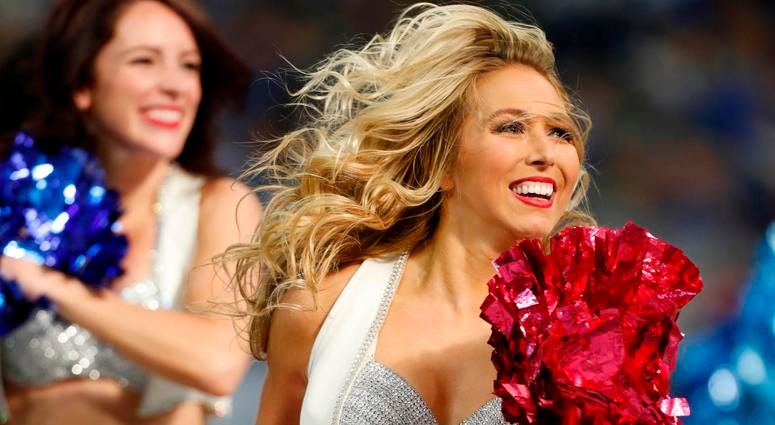 Oct 21, 2018; Indianapolis, IN, USA; Indianapolis Colts cheerleader performs a dance routine in a game against the Buffalo Bills during the fourth quarter at Lucas Oil Stadium. Mandatory Credit: Brian Spurlock-USA TODAY Sports Oct 21, 2018; Indianapolis, IN, USA; Indianapolis Colts cheerleader performs a dance routine in a game against the Buffalo Bills during the fourth quarter at Lucas Oil Stadium. Mandatory Credit: Brian Spurlock-USA TODAY Sports