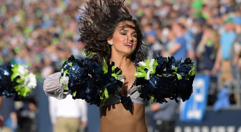 Nov 4, 2018; Seattle, WA, USA; Seattle Seahawks sea gals cheerleaders perform during the game against the Los Angeles Chargers at CenturyLink Field. Mandatory Credit: Kirby Lee-USA TODAY Sports Nov 4, 2018; Seattle, WA, USA; Seattle Seahawks sea gals cheerleaders perform during the game against the Los Angeles Chargers at CenturyLink Field. Mandatory Credit: Kirby Lee-USA TODAY Sports