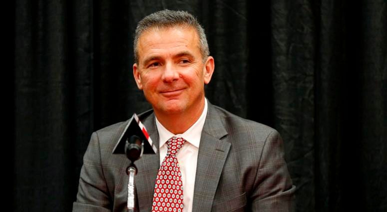 Dec 4, 2018; Columbus, OH, USA; Ohio State Buckeyes head coach Urban Meyer addresses members of the media to announce his intentions to step down from coaching after the Rose Bowl game. Meyer held the press conference at the Ohio State University Fawcett Dec 4, 2018; Columbus, OH, USA; Ohio State Buckeyes head coach Urban Meyer addresses members of the media to announce his intentions to step down from coaching after the Rose Bowl game. Meyer held the press conference at the Ohio State University Fawcett
