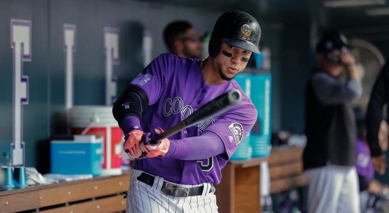 Sep 27, 2018; Denver, CO, USA; Colorado Rockies right fielder Carlos Gonzalez (5) in the dugout in the seventh inning against the Philadelphia Phillies at Coors Field. Mandatory Credit: Isaiah J. Downing-USA TODAY Sports Sep 27, 2018; Denver, CO, USA; Colorado Rockies right fielder Carlos Gonzalez (5) in the dugout in the seventh inning against the Philadelphia Phillies at Coors Field. Mandatory Credit: Isaiah J. Downing-USA TODAY Sports