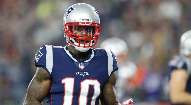 Dec 2, 2018; Foxborough, MA, USA; New England Patriots wide receiver Josh Gordon (10) reacts during the second quarter against the Minnesota Vikings at Gillette Stadium. Mandatory Credit: Greg M. Cooper-USA TODAY Sports Dec 2, 2018; Foxborough, MA, USA; New England Patriots wide receiver Josh Gordon (10) reacts during the second quarter against the Minnesota Vikings at Gillette Stadium. Mandatory Credit: Greg M. Cooper-USA TODAY Sports