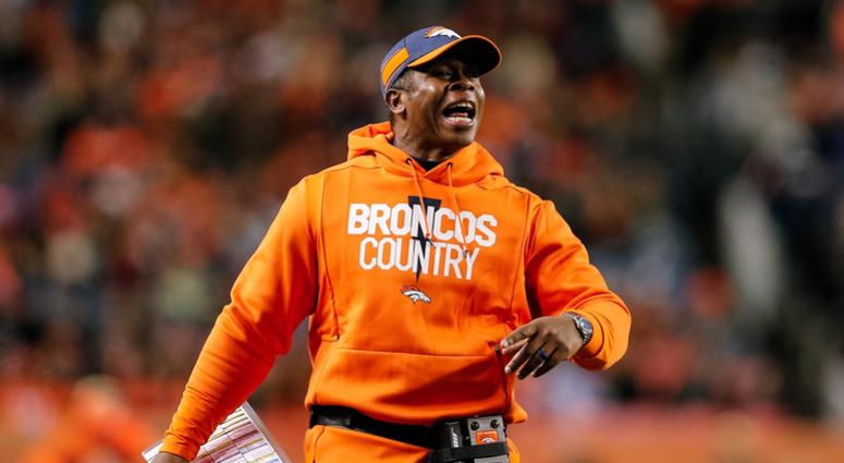 Denver Broncos head coach Vance Joseph reacts in the fourth quarter against the Los Angeles Chargers at Broncos Stadium at Mile High.