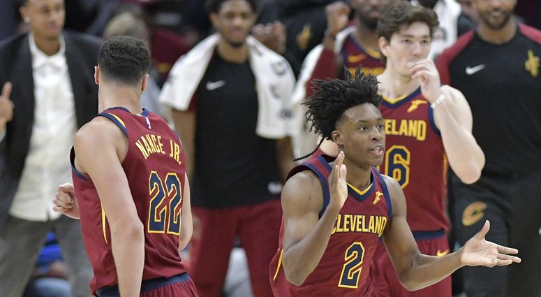Mar 20, 2019; Cleveland, OH, USA; Cleveland Cavaliers guard Collin Sexton (2) celebrates after scoring in the fourth quarter against the Milwaukee Bucks at Quicken Loans Arena. Mandatory Credit: David Richard-USA TODAY Sports Mar 20, 2019; Cleveland, OH, USA; Cleveland Cavaliers guard Collin Sexton (2) celebrates after scoring in the fourth quarter against the Milwaukee Bucks at Quicken Loans Arena. Mandatory Credit: David Richard-USA TODAY Sports