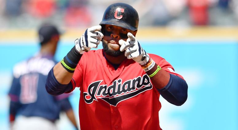 Jul 14, 2019; Cleveland, OH, USA; Cleveland Indians first baseman Carlos Santana (41) rounds the bases after hitting a home run during the eighth inning against the Minnesota Twins at Progressive Field. Mandatory Credit: Ken Blaze-USA TODAY Sports Jul 14, 2019; Cleveland, OH, USA; Cleveland Indians first baseman Carlos Santana (41) rounds the bases after hitting a home run during the eighth inning against the Minnesota Twins at Progressive Field. Mandatory Credit: Ken Blaze-USA TODAY Sports