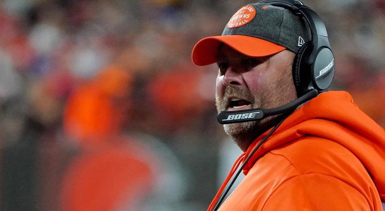 Sep 22, 2019; Cleveland, OH, USA; Cleveland Browns head coach Freddie Kitchens reacts against the Los Angeles Rams during the third quarter at FirstEnergy Stadium. Mandatory Credit: Kirby Lee-USA TODAY Sports