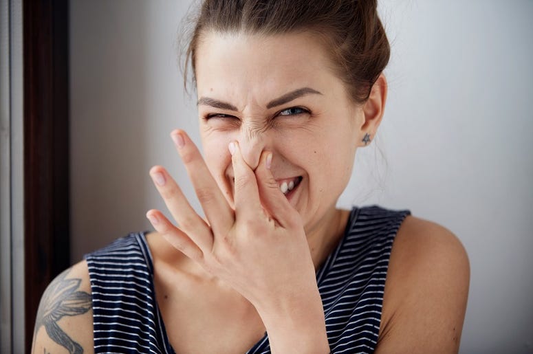 Woman smelling