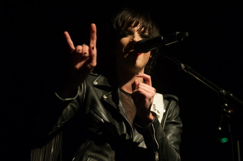 Lzzy Hale of Halestorm performs on stage at the O2 Academy on 24 September, 2018 in Birmingham, England. Lzzy Hale of Halestorm performs on stage at the O2 Academy on 24 September, 2018 in Birmingham, England.