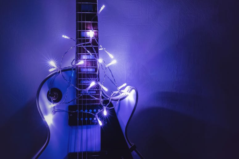 guitar and string lights guitar and string lights