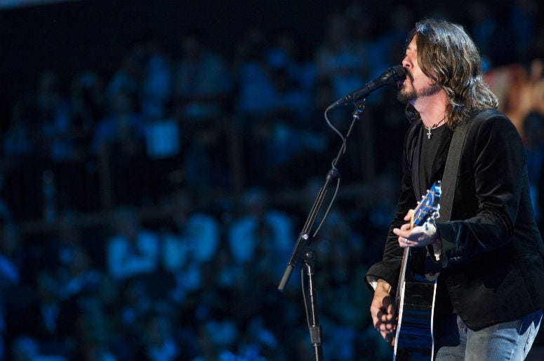 Dave Grohl of the Foo Fighters performs during the 2012 Democratic National Convention Dave Grohl of the Foo Fighters performs during the 2012 Democratic National Convention