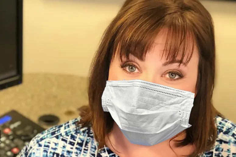 Annette wearing her mask