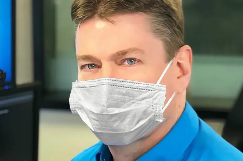 Steve wearing his mask