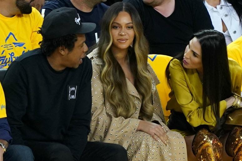 Jay-Z and Beyonce attend Game Three of the 2019 NBA Finals Jay-Z and Beyonce attend Game Three of the 2019 NBA Finals