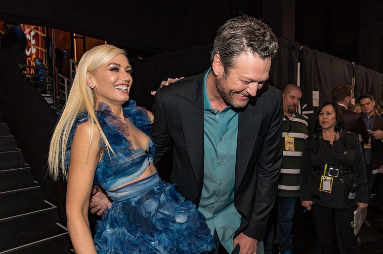 Recording artist/TV personality Gwen Stefani (L) and recording artist/TV personality Blake Shelton, winner of the Favorite Album award for 'If I'm Honest' and Favorite Male Country Artist award attend the People's Choice Awards 2017 Recording artist/TV personality Gwen Stefani (L) and recording artist/TV personality Blake Shelton, winner of the Favorite Album award for 'If I'm Honest' and Favorite Male Country Artist award attend the People's Choice Awards 2017
