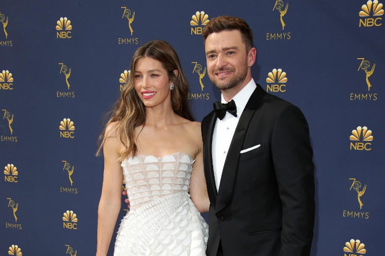 Jessica Biel and Justin Timberlake arrive for the 70th Emmy Awards Jessica Biel and Justin Timberlake arrive for the 70th Emmy Awards