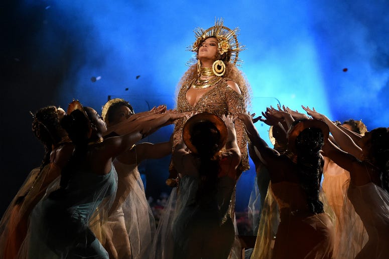 Beyonce performs at the 59th Annual Grammy Awards at Staples Center on February 12, 2017 in Los Angeles, California. Beyonce performs at the 59th Annual Grammy Awards at Staples Center on February 12, 2017 in Los Angeles, California.