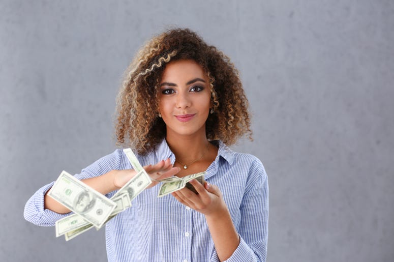 woman with cash