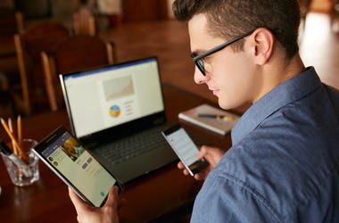 Man Distracted at Work