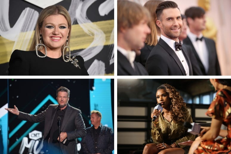Kelly Clarkson, Adam Levine, Jennifer Hudson, Blake Shelton Kelly Clarkson, Adam Levine, Jennifer Hudson, Blake Shelton