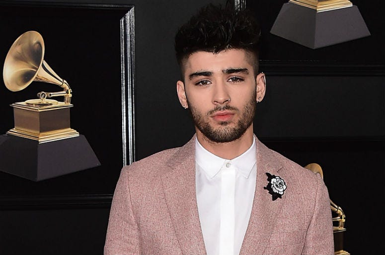 Zayn NEW YORK - JANUARY 28: Zayn Malik at the 60th Annual Grammy Awards at Madison Square Garden on January 28, 2018 in New York City.