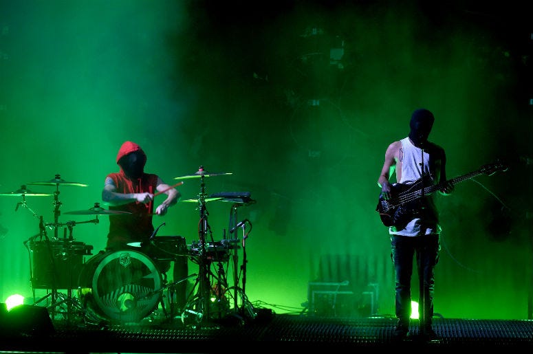 Josh Dun and Tyler Joseph of Twenty One Pilots perform onstage Josh Dun and Tyler Joseph of Twenty One Pilots perform onstage