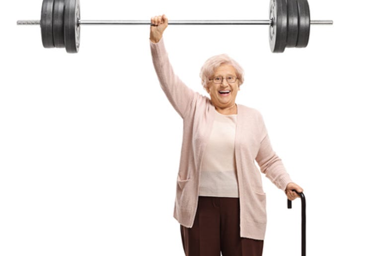 Power Lifting Mama Elderly weightlifter