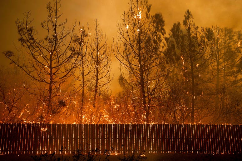 Las llamas llegan a lo alto de los árboles en Paradise, California, el 8 de noviembre de 2018. Un nuevo informe federal advierte que ese tipo de desastres climáticos extremos están empeorando en Estados Unidos. Las llamas llegan a lo alto de los árboles en Paradise, California, el 8 de noviembre de 2018. Un nuevo informe federal advierte que ese tipo de desastres climáticos extremos están empeorando en Estados Unidos.