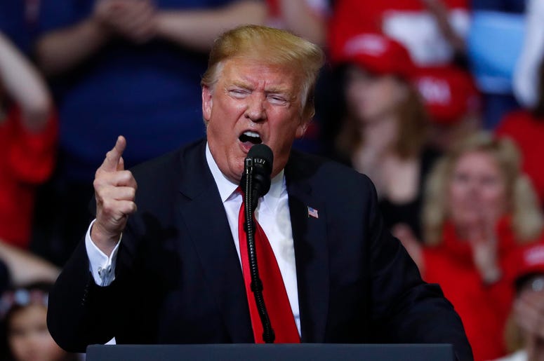 El presidente Donald Trump habla durante un mitin en Grand Rapids, Michigan, el jueves 28 de marzo de 2019. El presidente Donald Trump habla durante un mitin en Grand Rapids, Michigan, el jueves 28 de marzo de 2019.
