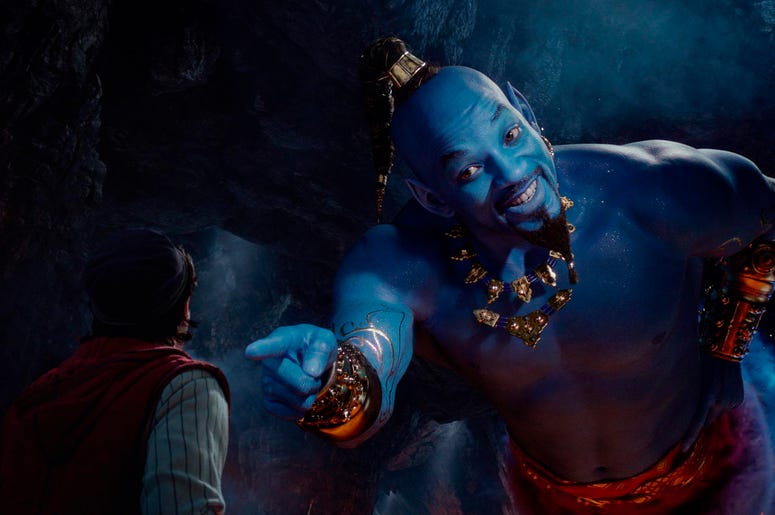 Mena Massoud en el papel de Aladdin, izquierda, y Will Smith como el Genio en la adaptacion con actores de Disney del clasico animado de 1992 "Aladdin" en una fotografia proporcionada por Disney. Mena Massoud en el papel de Aladdin, izquierda, y Will Smith como el Genio en la adaptacion con actores de Disney del clasico animado de 1992 "Aladdin" en una fotografia proporcionada por Disney.